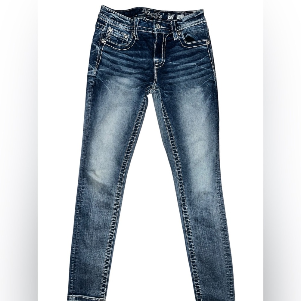 Miss Me Hailey Skinny Jeans Blue Denim Thick Stitch Size 27